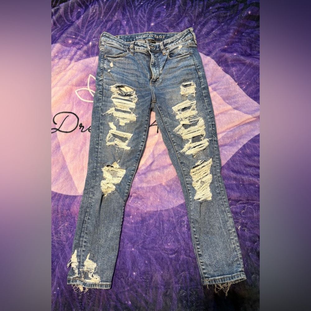 American Eagle Outfitters Ripped Blue Skinny Jeans